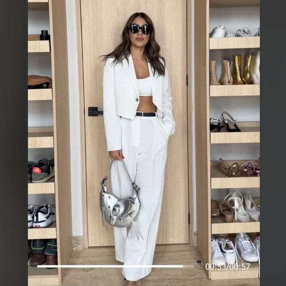 NWT ZARA BASIC CROP BLAZER ECRU - Picture 3 of 8